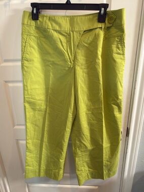 Talbots Collection Womens Lime Green Capris Classic Stretch Fit Pants Size 10